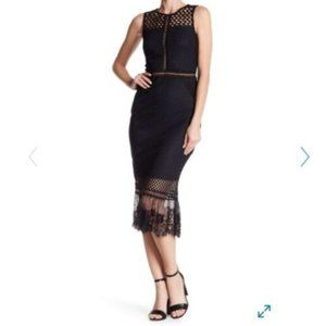 Romeo&Juliet Couture BlackCrochet Lace Midi Dress HolidayPartyCocktail Sexy Sz S